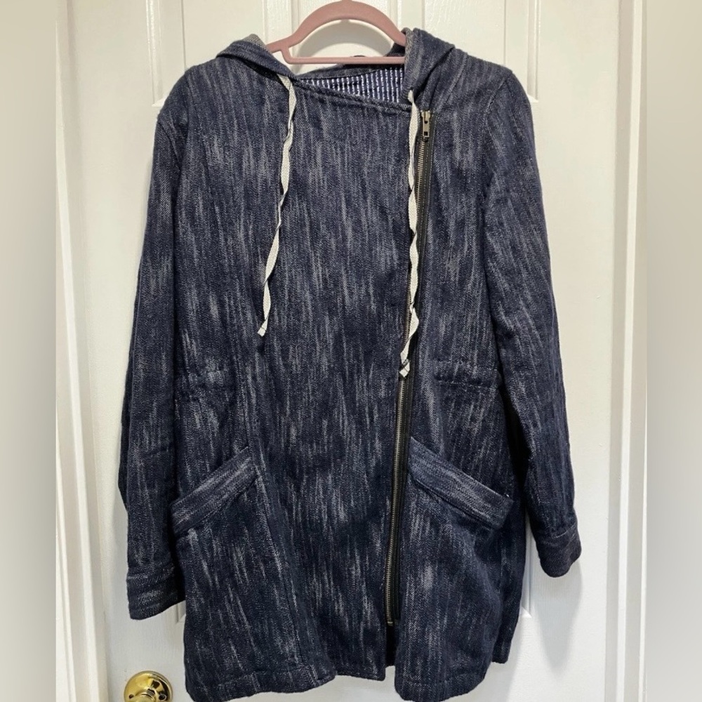 Cabi M adventure anorak blue knot mid length jacket with hood